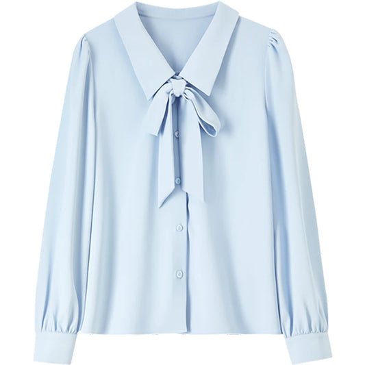 Tie-Neck Long-Sleeve Shirt
