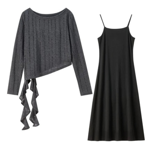 Asymmetric Top and Slip Dress Set
