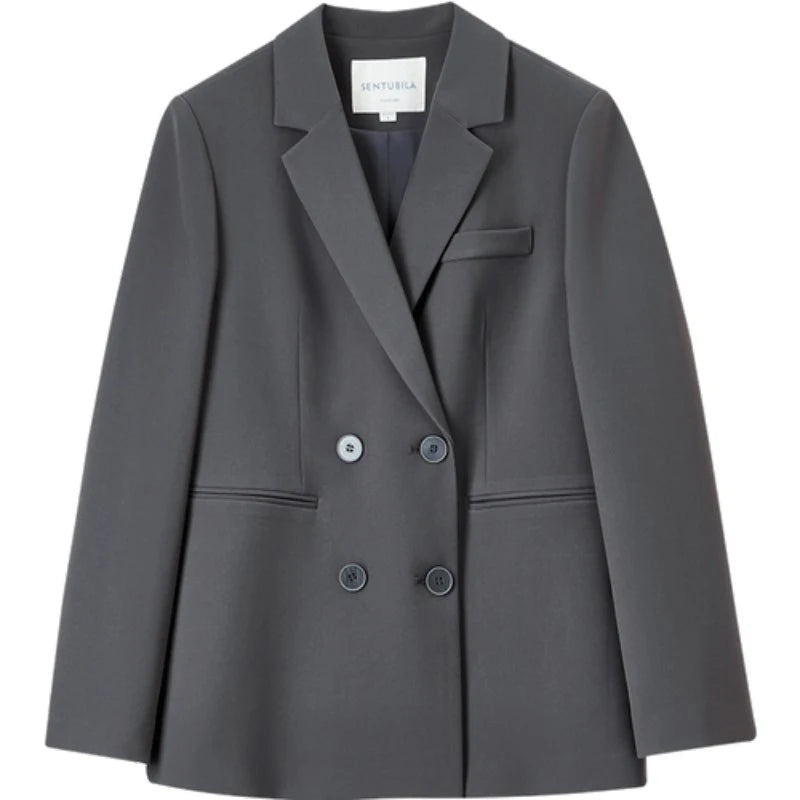 Double-Breasted Notched-Lapel Blazer