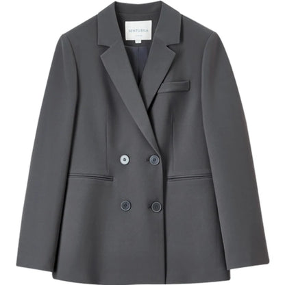 Double-Breasted Notched-Lapel Blazer