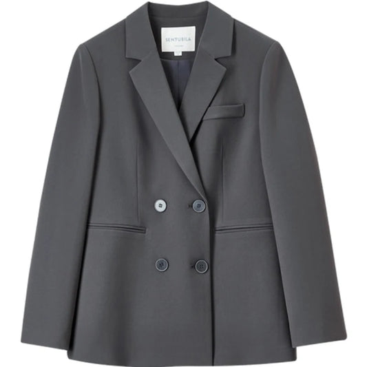 Double-Breasted Notched-Lapel Blazer