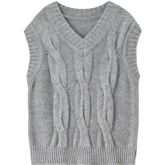 Cable-Knit V-Neck Sweater Vest