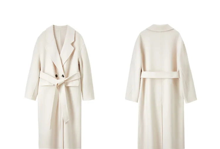 Belted Notched-Lapel Coat