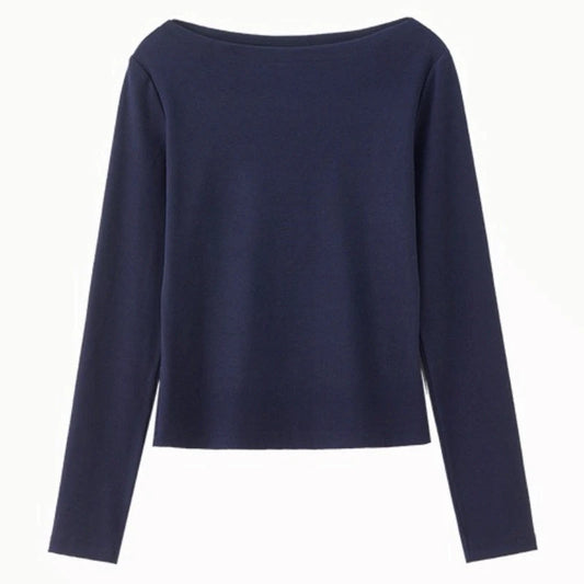 Boat-Neck Long-Sleeve Sweater