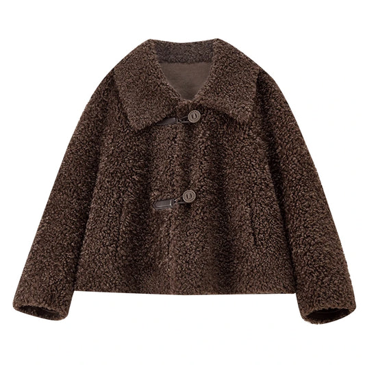 Collared Plush Cropped Jacket