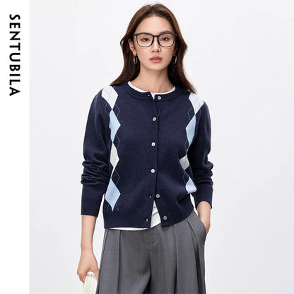 Argyle Crew-Neck Cardigan
