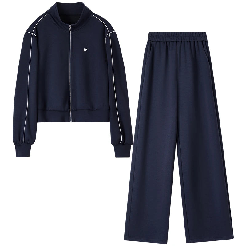 Contrast-Stitch Jacket and Pants Set