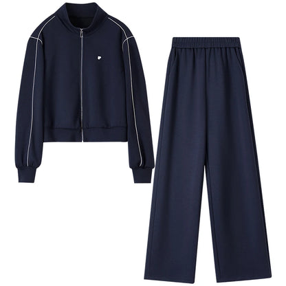 Contrast-Stitch Jacket and Pants Set