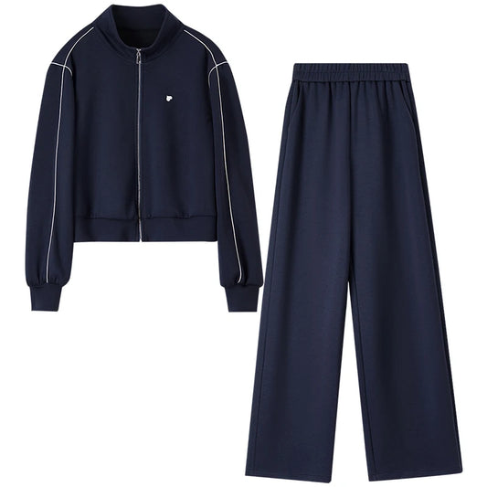 Contrast-Stitch Jacket and Pants Set
