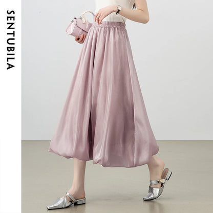 Gathered Bubble-Hem Skirt