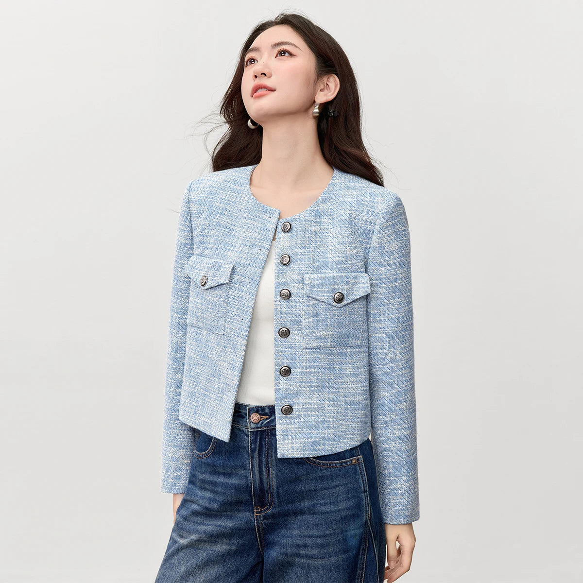 Textured Button-Front Jacket