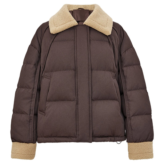 Contrast-Collar Puffer Jacket