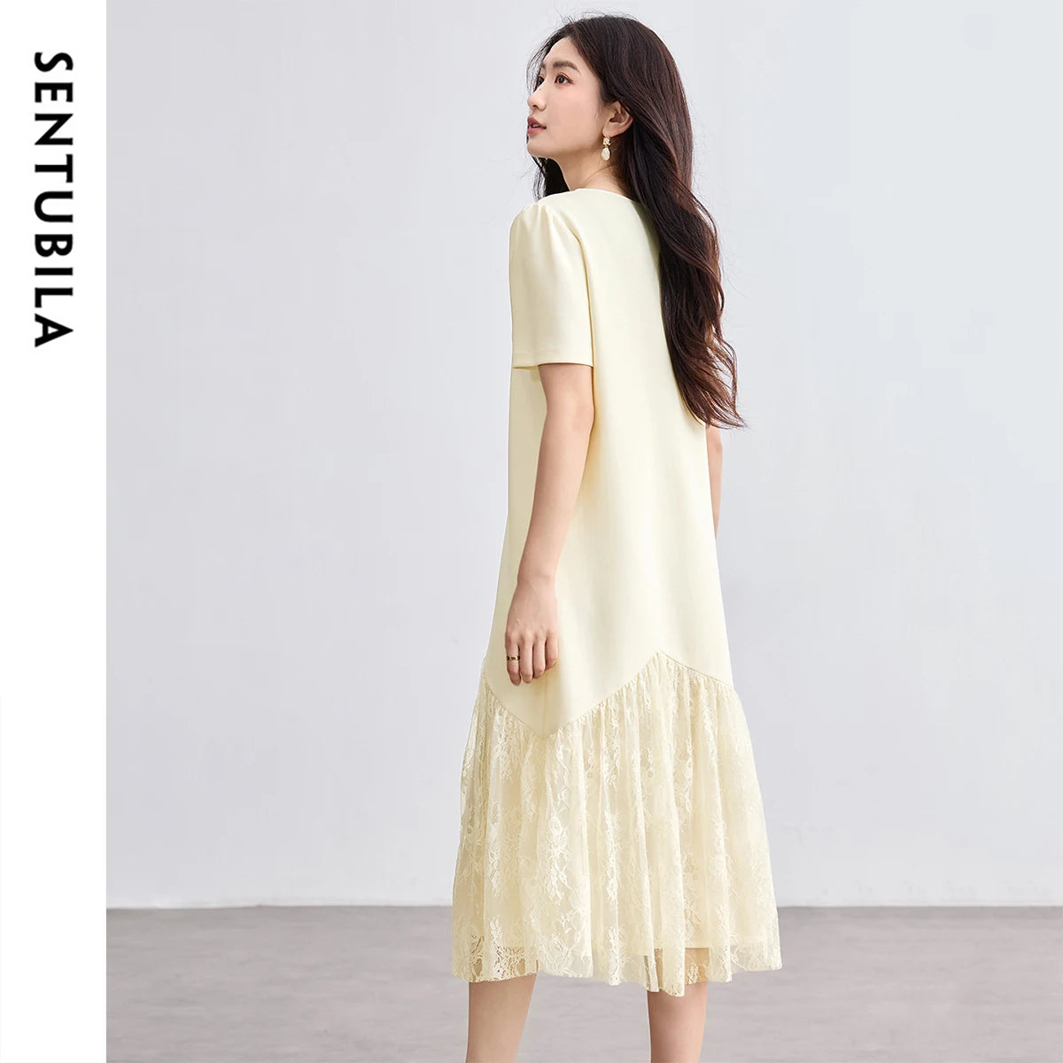 Lace-Hem Shift Dress