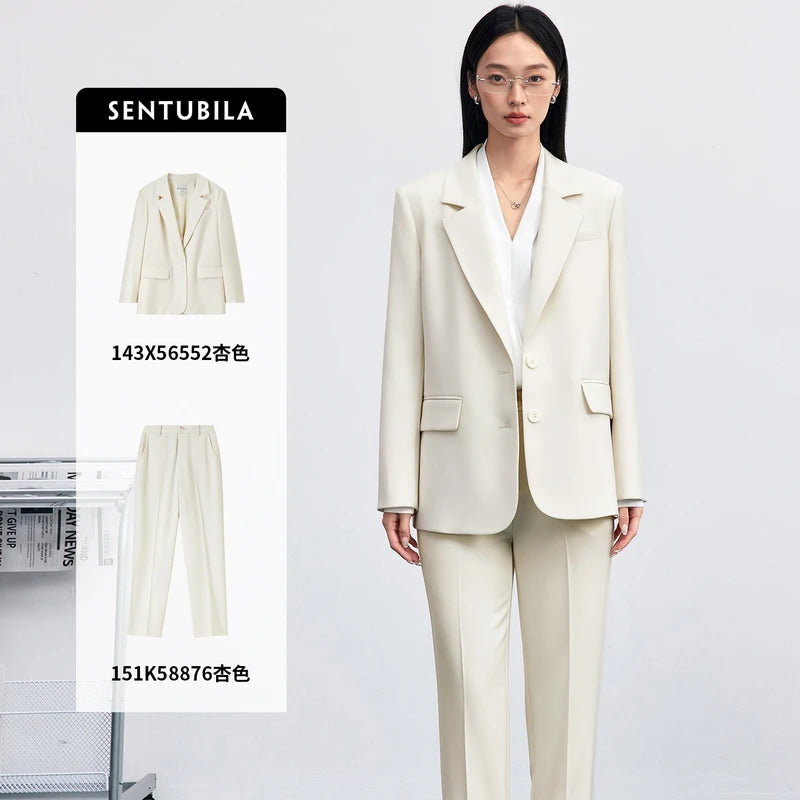 Notched-Lapel Blazer and Pants Set