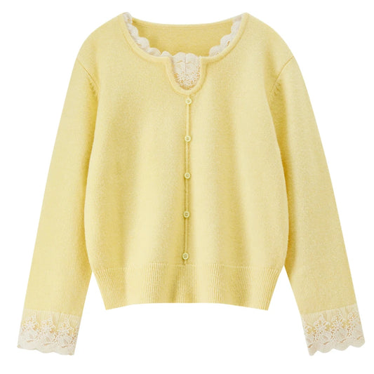 Lace-Trim Crew-Neck Sweater