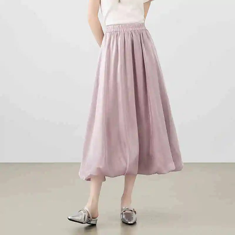 Gathered Bubble-Hem Skirt