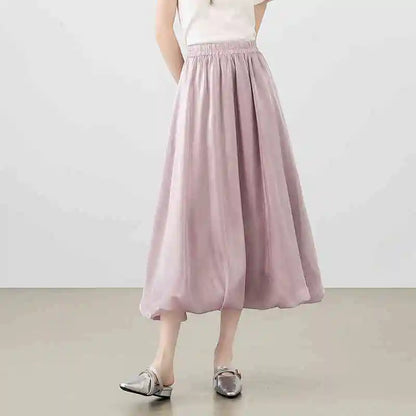 Gathered Bubble-Hem Skirt
