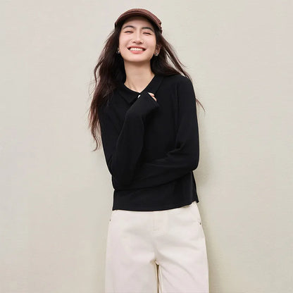 Long-Sleeve Polo Top