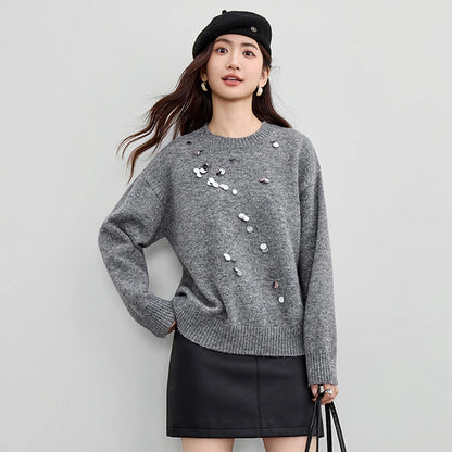 Sequin-Detail Crew-Neck Sweater