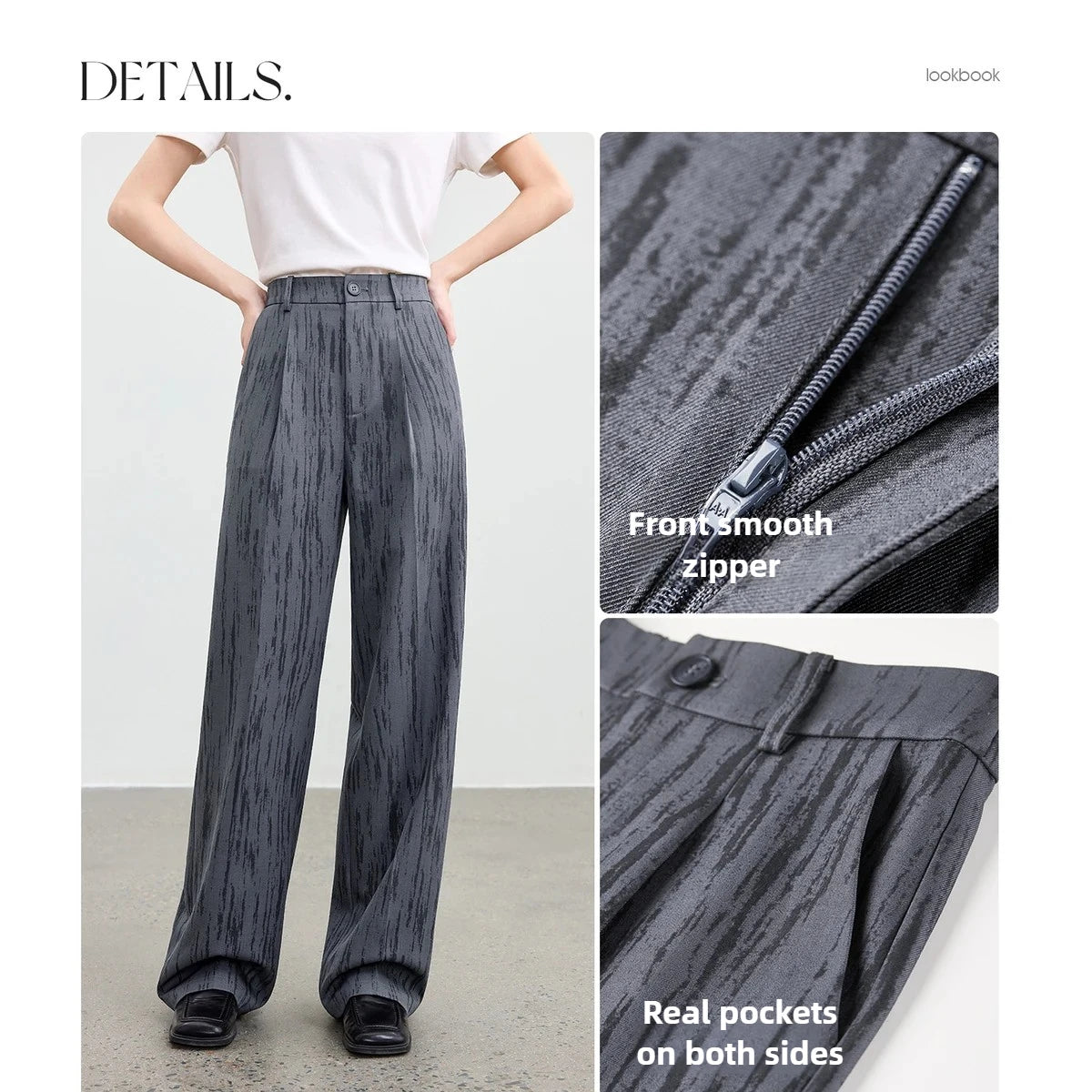 Textured Wide-Leg Pants