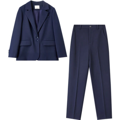 Notched-Lapel Blazer and Pants Set