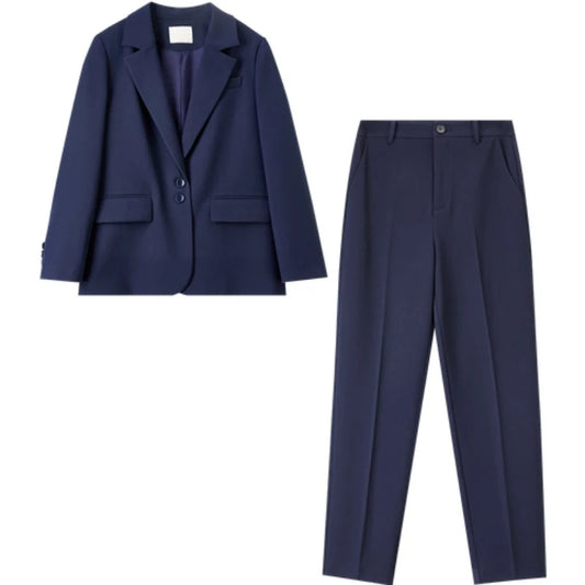 Notched-Lapel Blazer and Pants Set