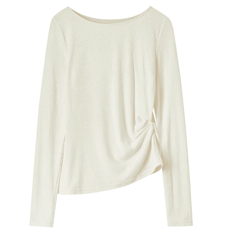 Side-Ruched Long-Sleeve Top