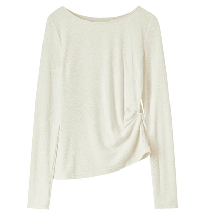 Side-Ruched Long-Sleeve Top