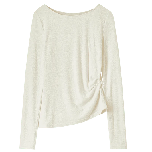 Side-Ruched Long-Sleeve Top