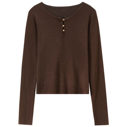 Split-Neck Long-Sleeve Top