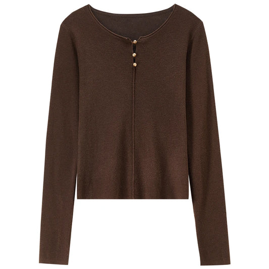 Split-Neck Long-Sleeve Top