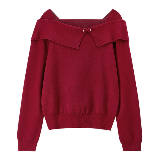 Foldover-Collar Sweater