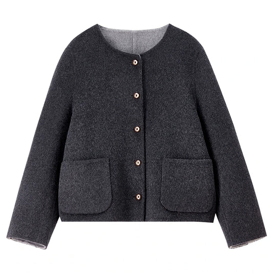 Collarless Patch-Pocket Jacket