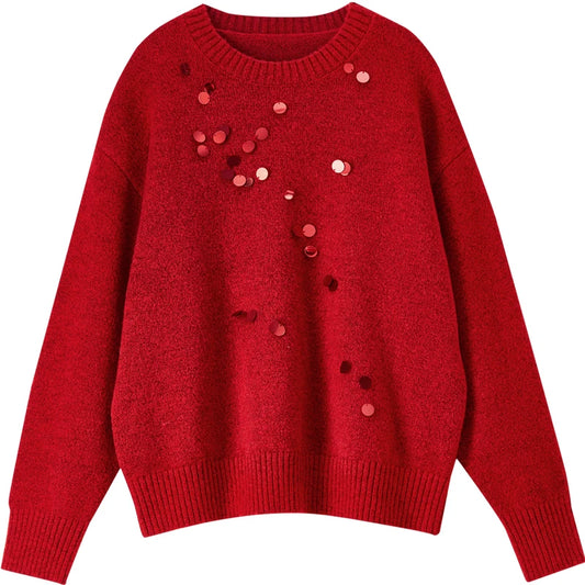 Sequin-Detail Crew-Neck Sweater