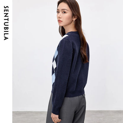 Argyle Crew-Neck Cardigan