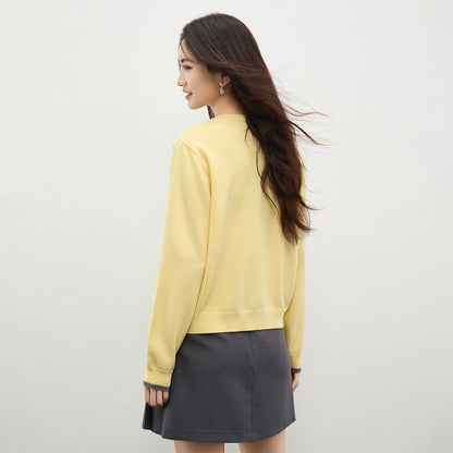 Layered-Look Round-Neck Cardigan