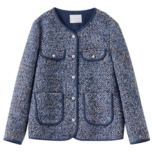 Contrast-Trim Textured Jacket