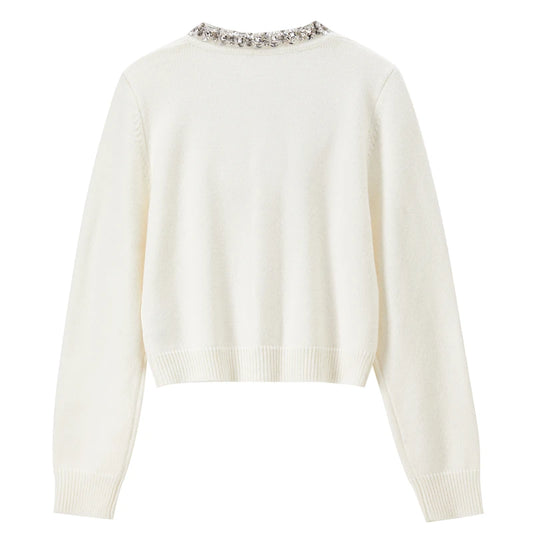Embellished-Neck Cardigan