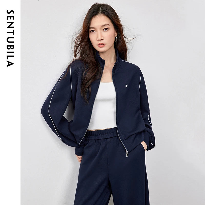 Contrast-Stitch Jacket and Pants Set