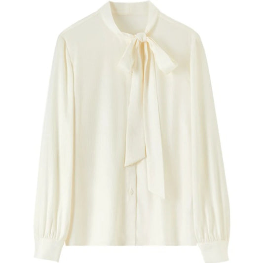 Tie-Neck Long-Sleeve Blouse