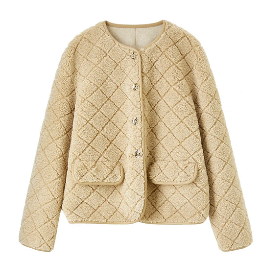 Diamond-Pattern Plush Jacket