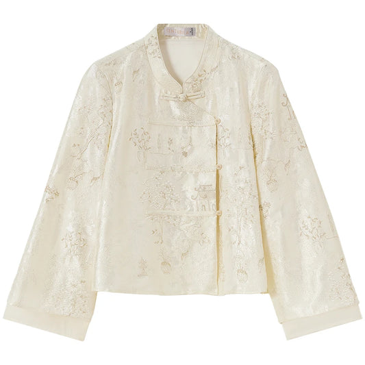 Embroidered Stand-Collar Jacket