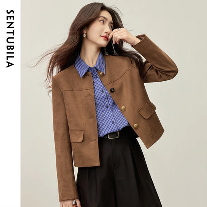 Collarless Cropped Jacket