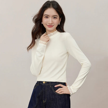 Ruffle-Neck Long-Sleeve Top