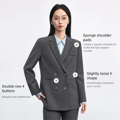 Double-Breasted Notched-Lapel Blazer