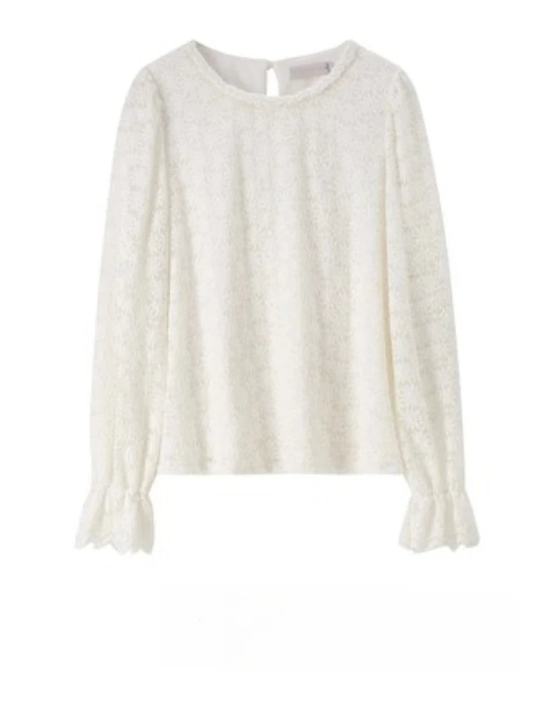 Floral Lace Ruffle-Cuff Top