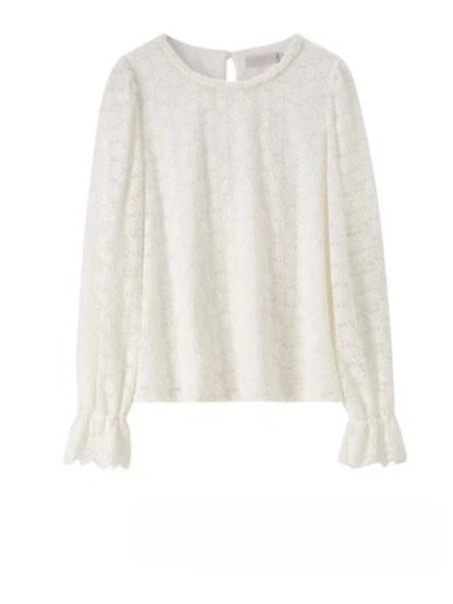 Floral Lace Ruffle-Cuff Top