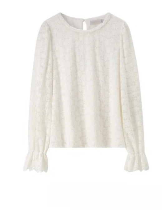 Floral Lace Ruffle-Cuff Top