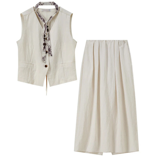 Button-Front Vest and Skirt Set