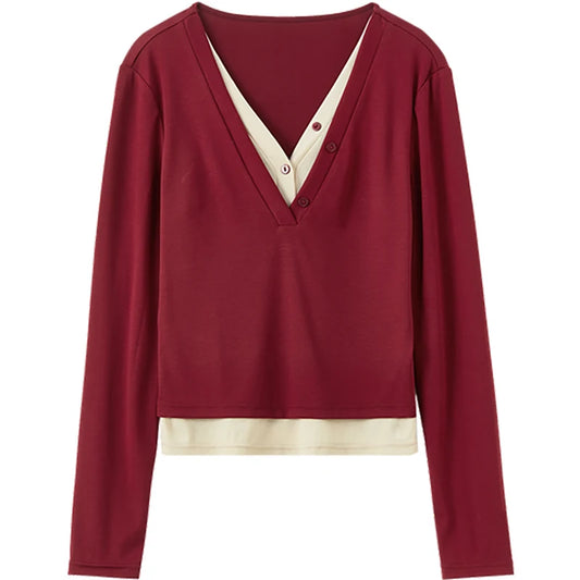 Layered-Look V-Neck Top